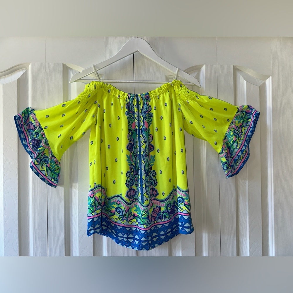 Lilly Pulitzer Fawna Top Loro Green Pineapple Rivera Small EUC